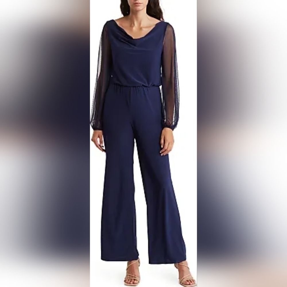 Marina Long Sleeve Blouson Jumpsuit NAVY BLUE, SMALL, NWOT!